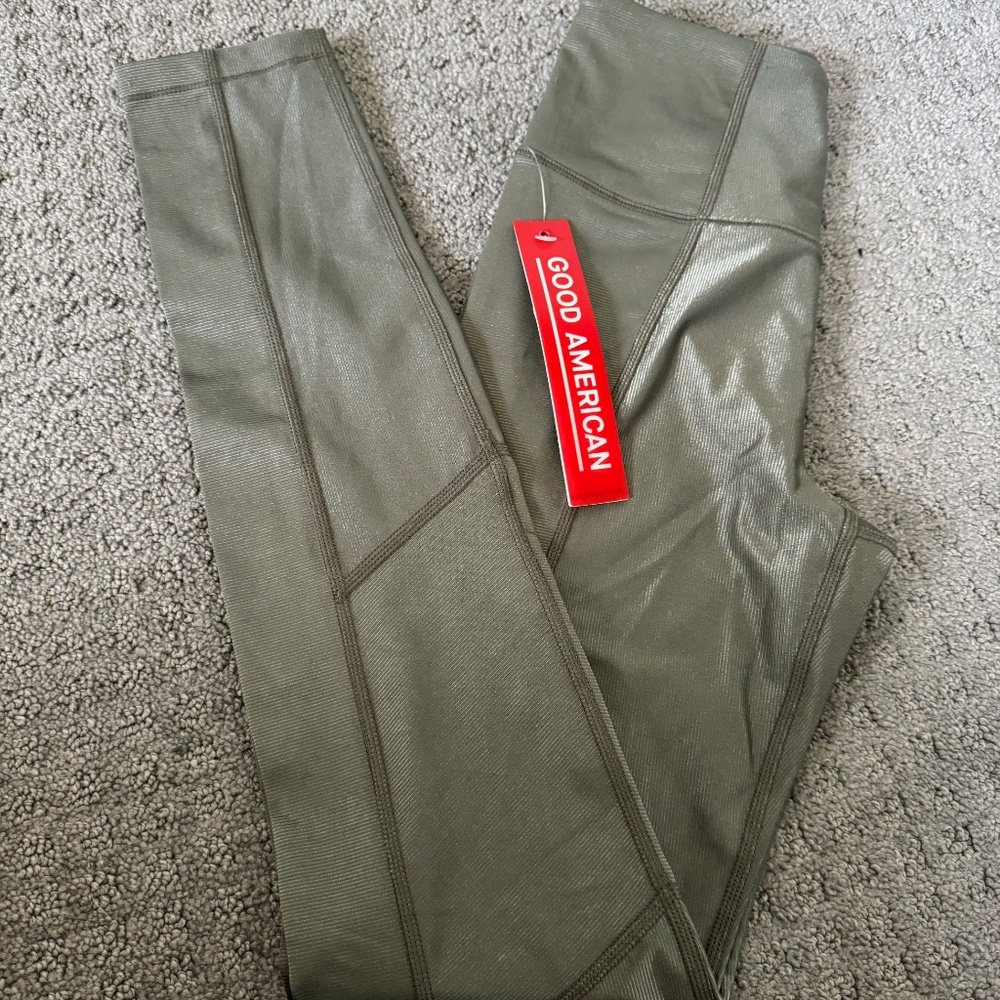 New -Good American grey/silver leggings (Kloe Kardashian brand)